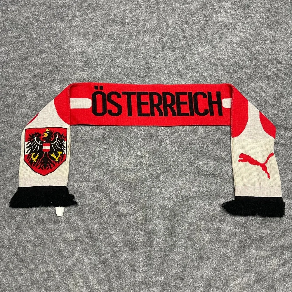 Austria National Team Soccer Scarf Red White Puma Österreich Fussball Knit